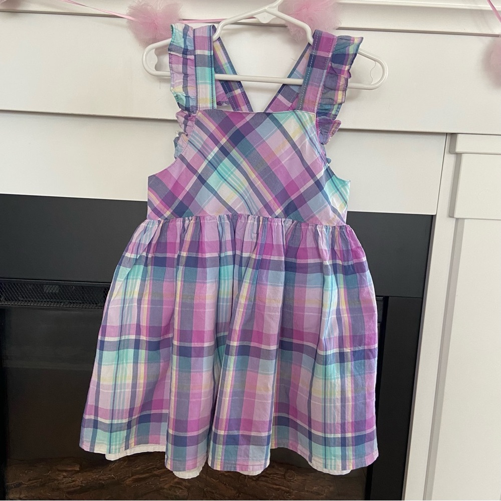 Baby B’gosh Purple Plaid Smock Dress w/ Ruffles 4T